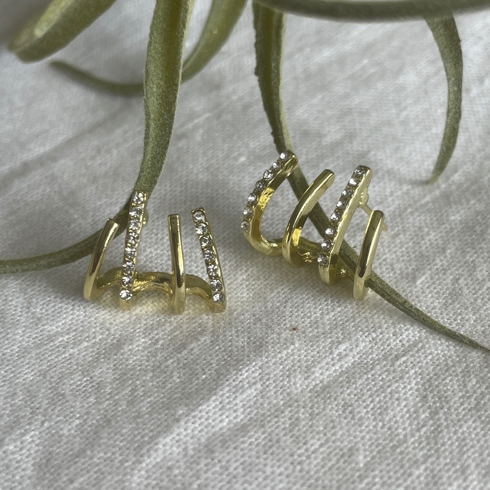 🌟Buy 2 Pairs, Get One Free, NWT, Sterling Silver-Plated Gold-Tone Huggies